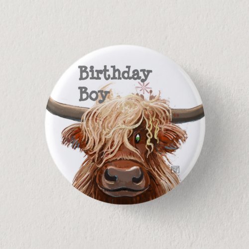 Cute Highland Cow Button