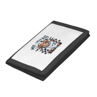 Cute Highland Cow Checkered Halloween Te Tri-fold Wallet