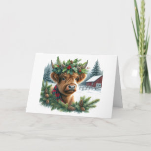 Cute Highland Cow Christmas Folded Holiday Card
