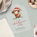 Cute Highland Cow Christmas Party Acrylic Invitations<br><div class="desc">Cute Highland Cow Christmas Party.  The words,  Christmas Party,  are in a modern set script,  and easily personalise the rest of the words as required. With a festive fun illustration of Highland Cow in a Santa hat.</div>