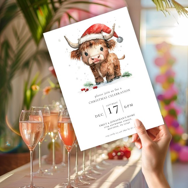 Cute Highland Cow Christmas Party Invitation (Creator Uploaded)