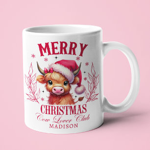 Cute Highland Cow Christmas Personalized Name Coffee Mug