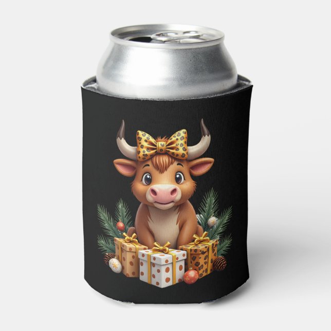Cute Highland Cow Christmas Santa Highland Cow Lov Can Cooler (Can Front)
