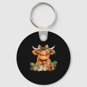 Cute Highland Cow Christmas Santa Highland Cow Lov Keychain