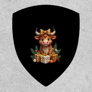 Cute Highland Cow Christmas Santa Highland Cow Lov Patch