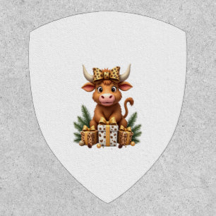 Cute Highland Cow Christmas Santa Highland Cow Lov Patch
