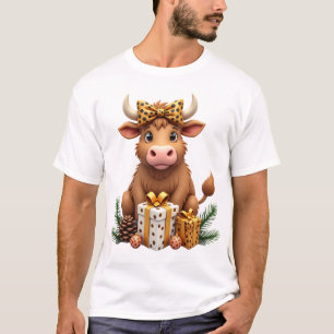 Cute Highland Cow Christmas Santa Highland Cow Lov T-Shirt