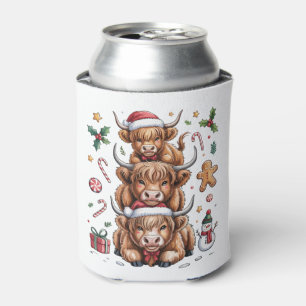 Cute Highland Cow Christmas Xmas Cozy Winter Can Cooler