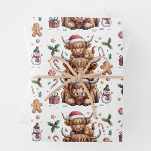 Cute Highland Cow Christmas Xmas Cozy Winter Wrapping Paper Sheets