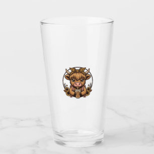 Cute Highland Cow Coffee Sunflower Vintage Shirt_1 Glass