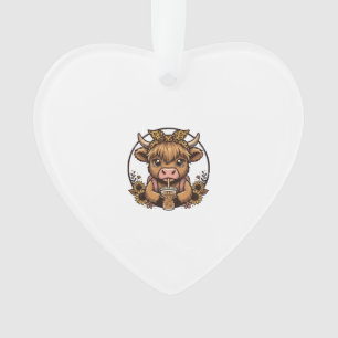 Cute Highland Cow Coffee Sunflower Vintage Shirt_1 Ornament