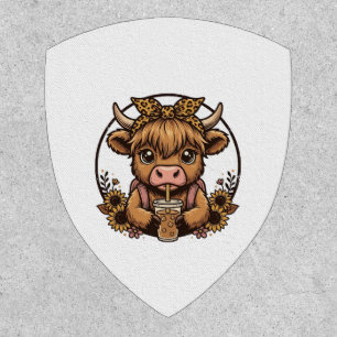 Cute Highland Cow Coffee Sunflower Vintage Shirt_1 Patch