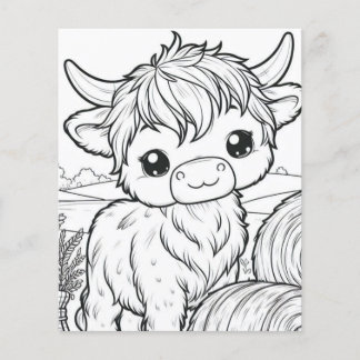 Cute Highland Cow Coloring Page