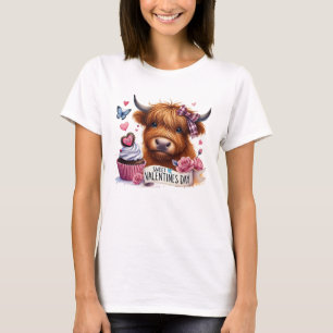 Cute Highland Cow Cupcake Valentine T-shirt
