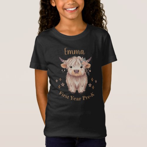 Cute Highland Cow Design for Girls Jersey T_Shirt