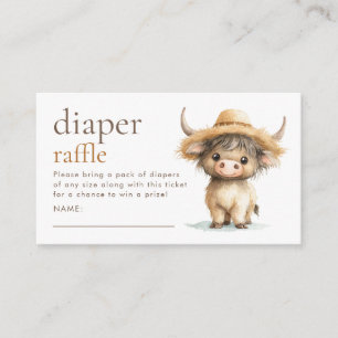 Cute Highland Cow Diaper Raffle Baby Shower Enclosure Card