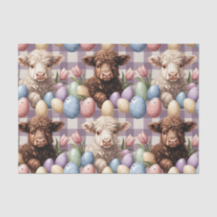 Cute Highland Cow Easter Cream Pastel Tissue Paper