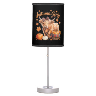 Cute Highland Cow Fall Autumn Girly Thanksgiving C Table Lamp