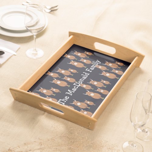 Cute Highland Cow Family Name Serving Tray