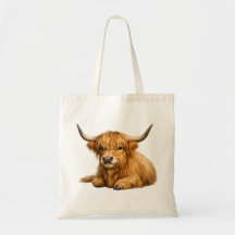 Cute Highland Cow Graphic Tote Bag 