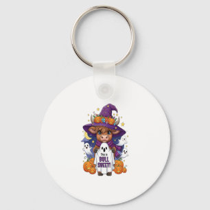 Cute Highland Cow Halloween Keychain