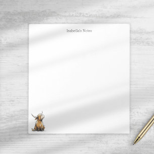 Cute Highland Cow Hand Drawn Sketch Personalized Notepad