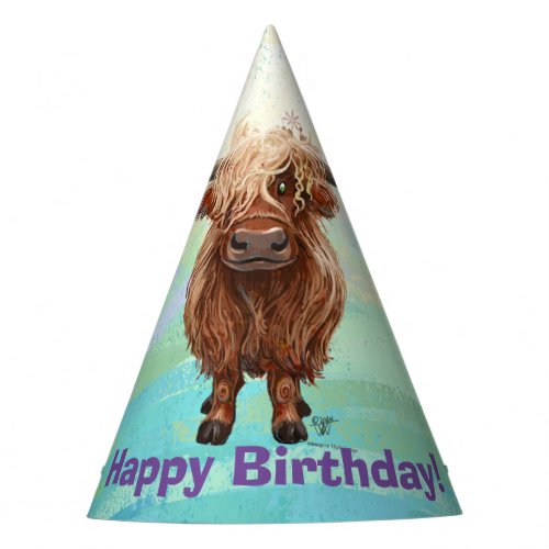 Cute Highland Cow Happy Birthday Party Hat