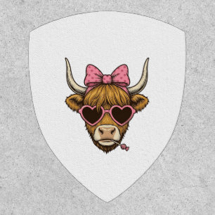 Cute Highland Cow Heart Glasses Vintage Shirt Desi Patch