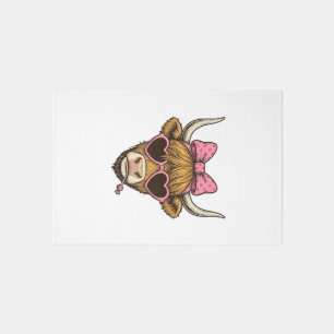 Cute Highland Cow Heart Glasses Vintage Shirt Desi Rug
