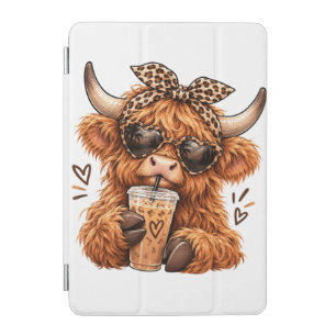 Cute Highland Cow Iced Coffee iPad Case