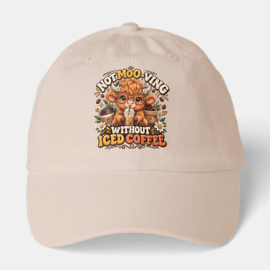 Cute Highland Cow Iced Coffee Lover Design Hat