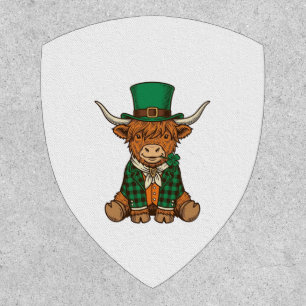 Cute Highland Cow Irish Clover Vintage Shirt Desig Patch