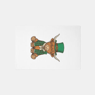 Cute Highland Cow Irish Clover Vintage Shirt Desig Rug