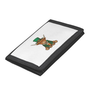 Cute Highland Cow Irish Clover Vintage Shirt Desig Tri-fold Wallet