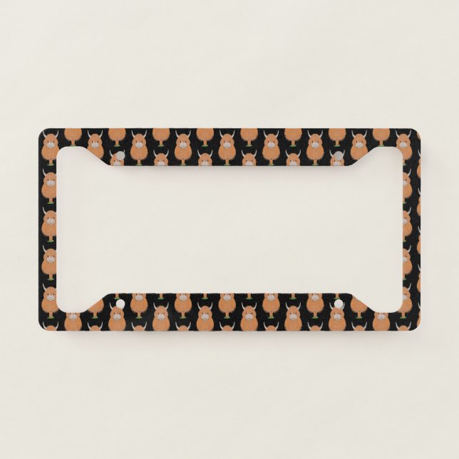 Cute Highland Cow License Plate Frame (Front)