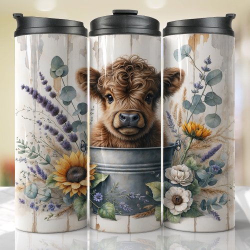 Cute Highland Cow Lover Gift Farm Thermal Tumbler