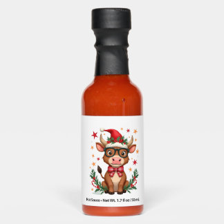Cute Highland Cow Lover Santa Hat Western Christma Hot Sauces