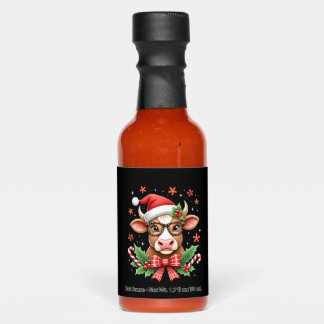Cute Highland Cow Lover Santa Hat Western Christma Hot Sauces
