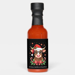 Cute Highland Cow Lover Santa Hat Western Christma Hot Sauces