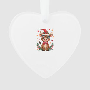 Cute Highland Cow Lover Santa Hat Western Christma Ornament