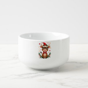 Cute Highland Cow Lover Santa Hat Western Christma Soup Mug