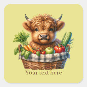 Cute highland cow lovers customizable square sticker