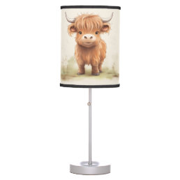 Cute highland cow personalized nursery lamp