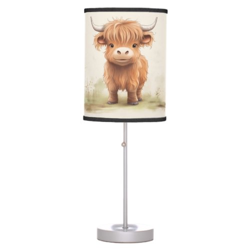 Cute highland cow personalized nursery lamp