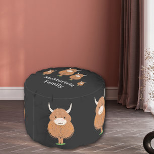 Cute highland cow personalized  pouf