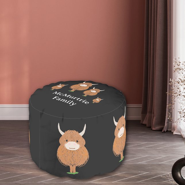 Cute highland cow personalized  pouf (Creator Uploaded)