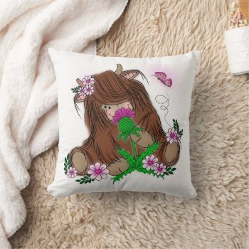 Cute Highland Cow Pillow by HeeHeeCreations at Zazzle