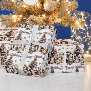 Cute Highland Cow Pink Christmas Wrapping Paper