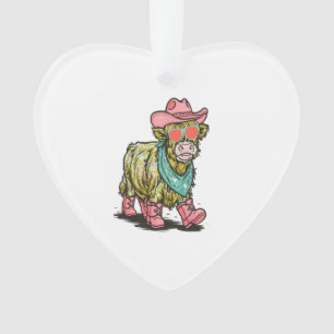 Cute Highland Cow Png, Western Ornament
