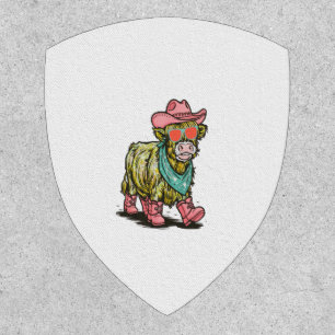 Cute Highland Cow Png, Western Patch